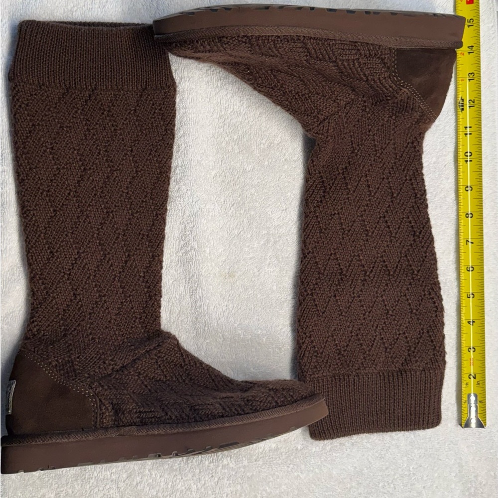 UGG Australia boots, style S/N 5807, Classic Card tall knot Chocolate colored
